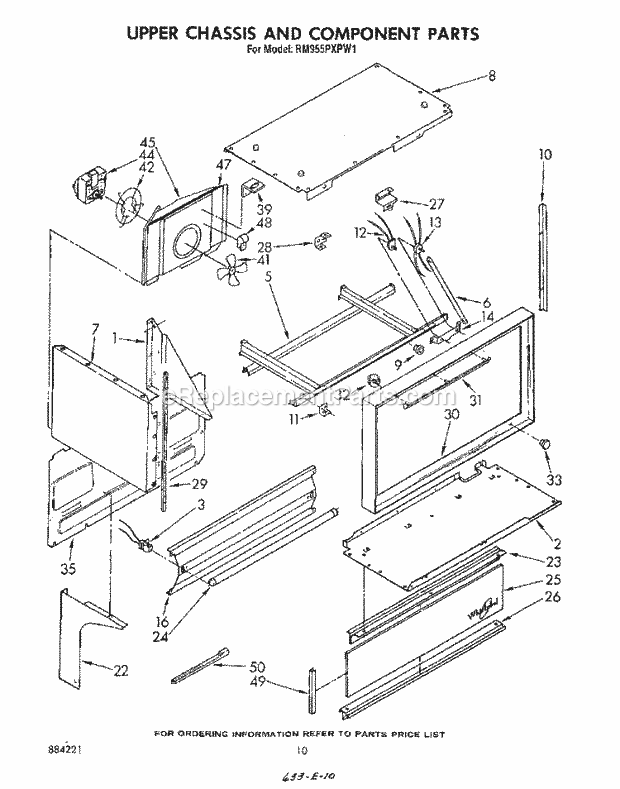 Whirlpool RM955PXPW1 Freestanding Electric Range Upper Chassis and Component Diagram