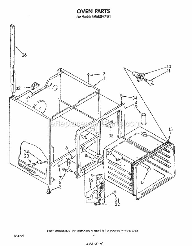 Whirlpool RM955PXPW1 Freestanding Electric Range Oven Diagram