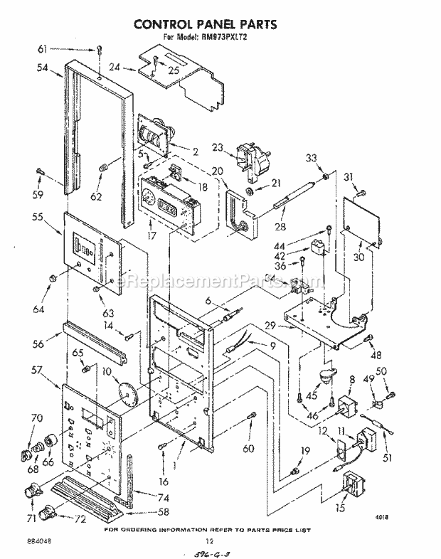 Whirlpool RM973PXLT2 Electric Range Control Panel Diagram