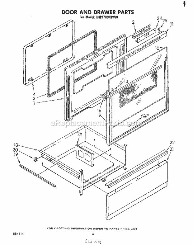 Whirlpool RM978BXPW0 Microwave/Range Hood Combo Door and Drawer Diagram
