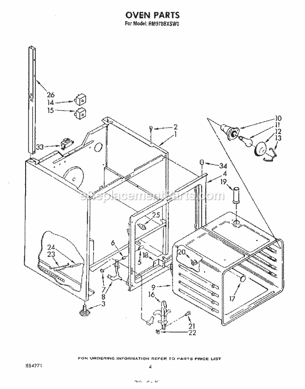 Whirlpool RM978BXSW0 Electric Range Oven Diagram