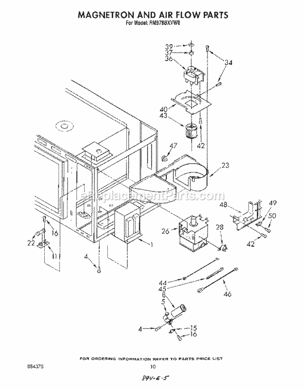 Whirlpool RM978BXVW0 Electric Range Magnetron and Air Flow Diagram