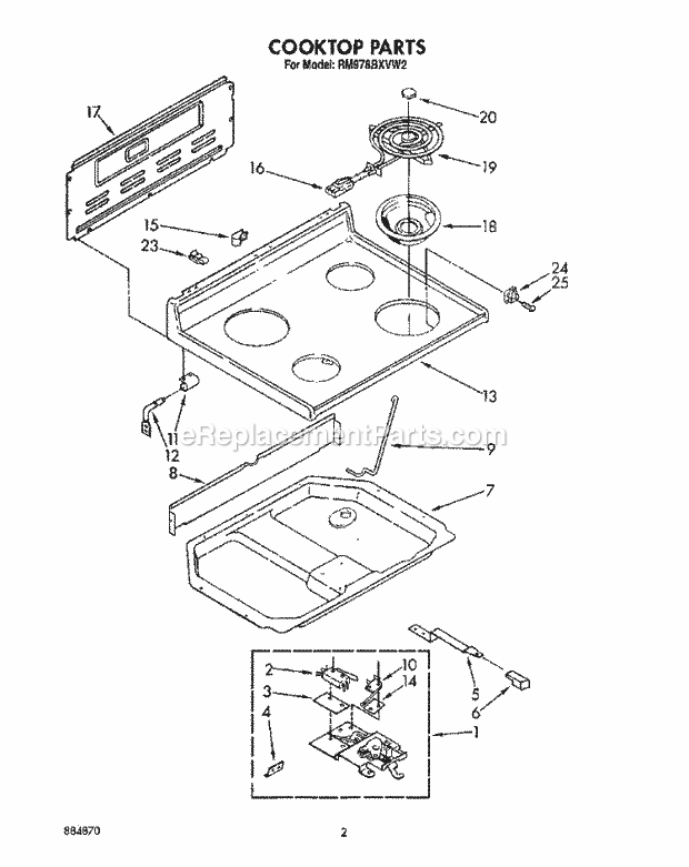 Whirlpool RM978BXVW2 Electric Range Cooktop Diagram