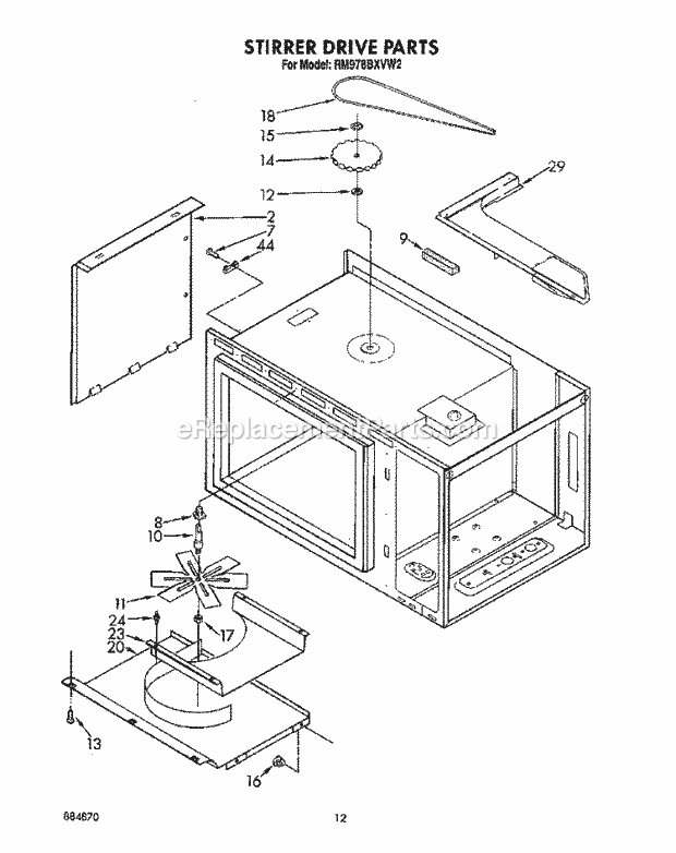 Whirlpool RM978BXVW2 Electric Range Stirrer Drive Diagram