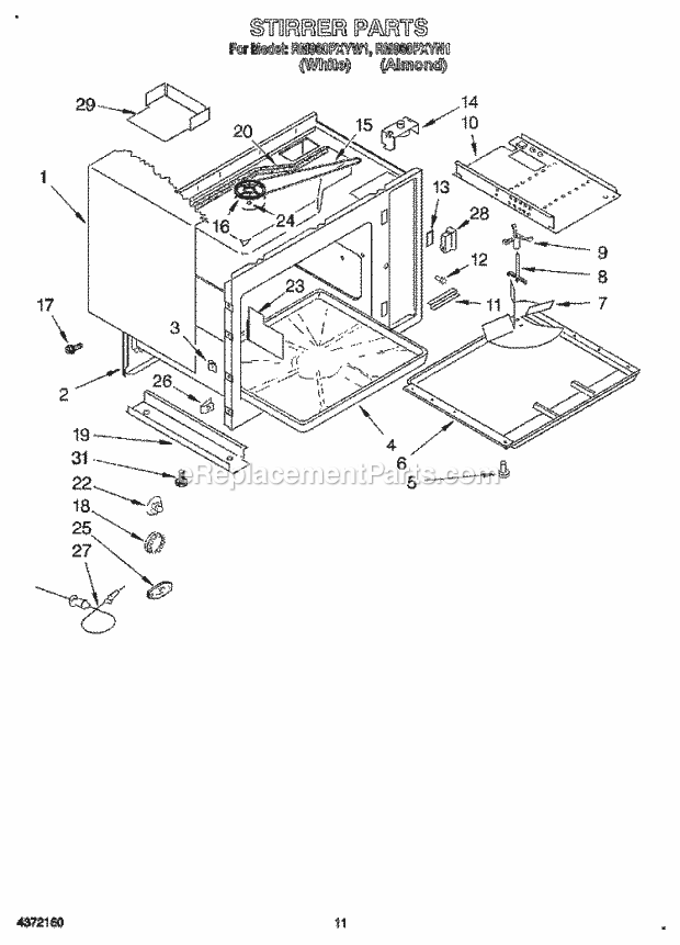 Whirlpool RM980PXYN1 Range Stirrer Diagram