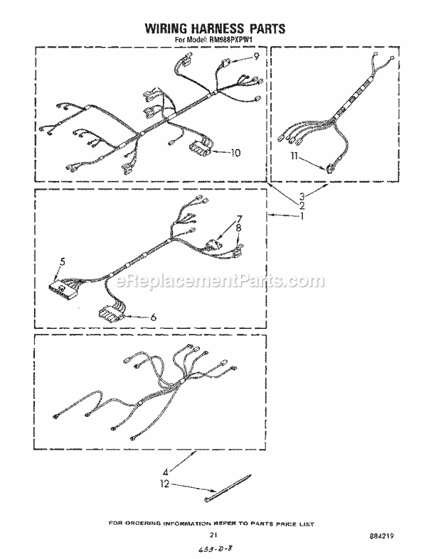 Whirlpool RM988PXPW1 Oven/Microwave Combo Wiring Harness Diagram