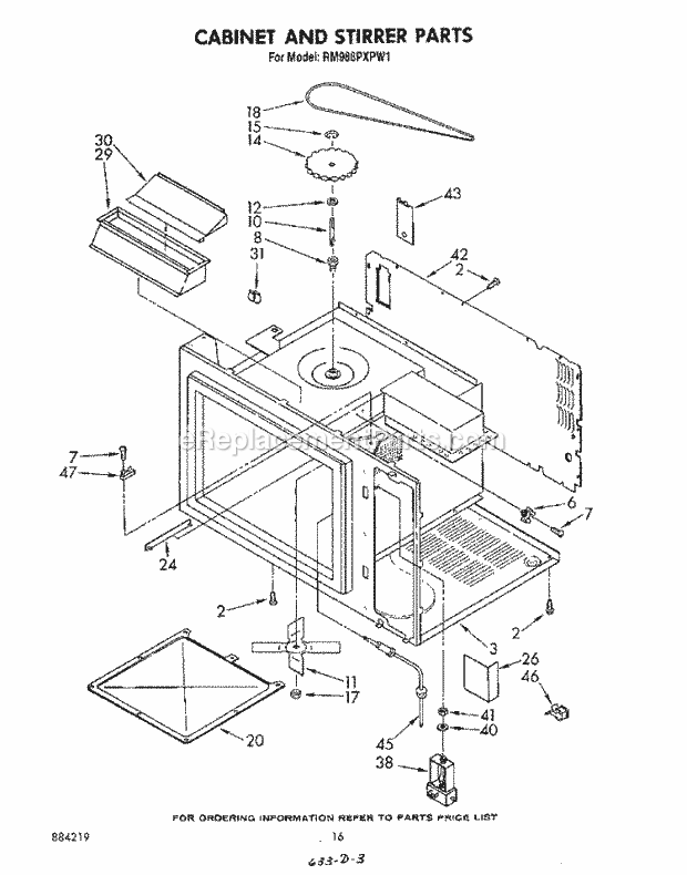 Whirlpool RM988PXPW1 Oven/Microwave Combo Cabinet and Stirrer , Literature Diagram