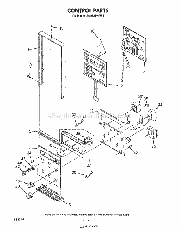 Whirlpool RM988PXPW1 Oven/Microwave Combo Control Diagram