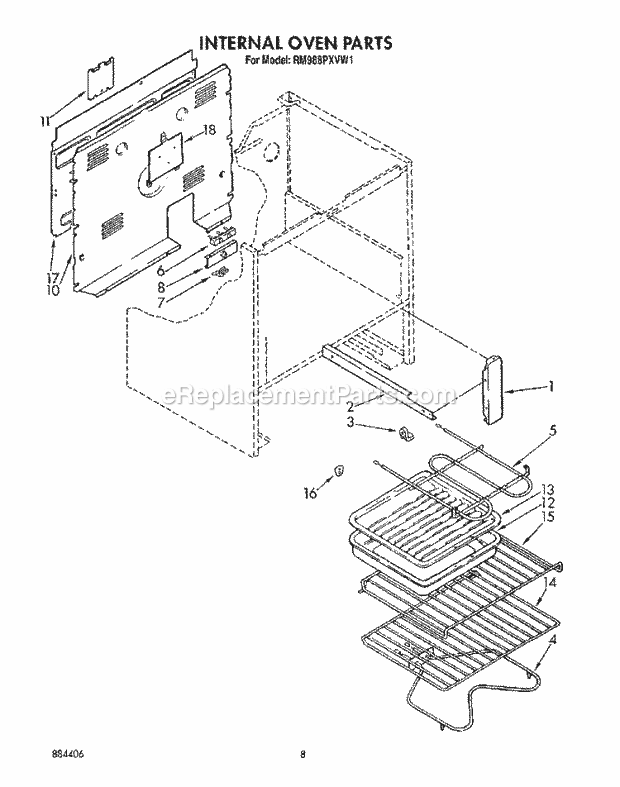 Whirlpool RM988PXVM1 Oven/Microwave Combo Internal Oven Diagram