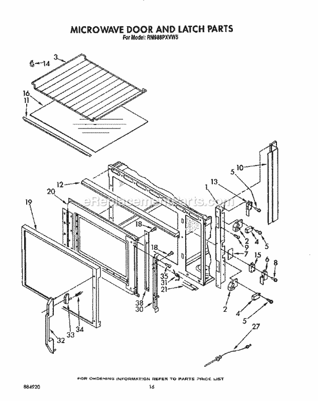 Whirlpool RM988PXVW5 Oven/Microwave Combo Microwave Door and Latch, Optional Diagram