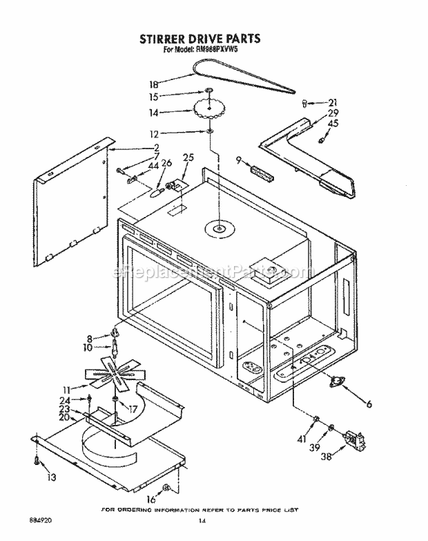 Whirlpool RM988PXVW5 Oven/Microwave Combo Stirrer Drive Diagram