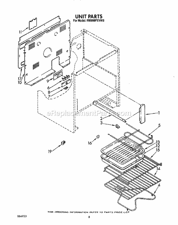 Whirlpool RM988PXVW5 Oven/Microwave Combo Unit Diagram