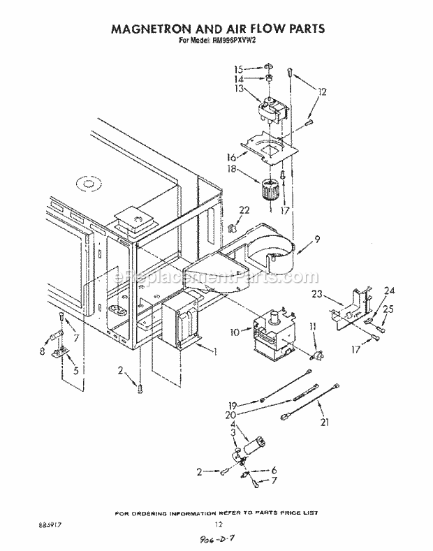 Whirlpool RM996PXVW2 Oven/Microwave Combo Magnetron and Air Flow Diagram
