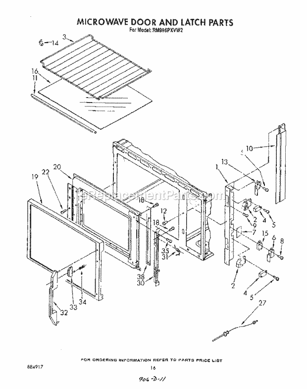 Whirlpool RM996PXVW2 Oven/Microwave Combo Microwave Door and Latch , Lit/Optional Diagram