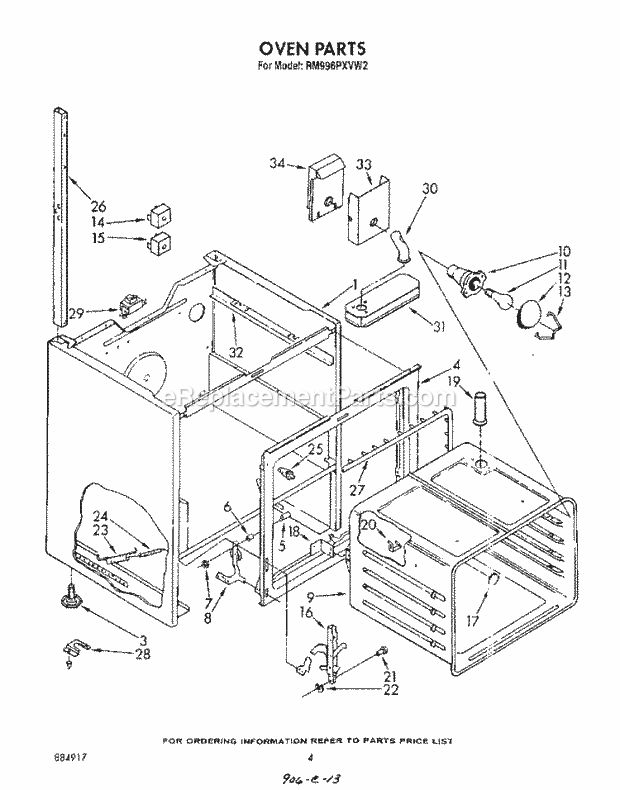 Whirlpool RM996PXVW2 Oven/Microwave Combo Oven Diagram