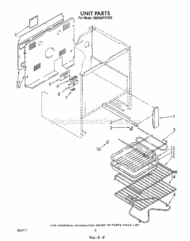 Whirlpool RM996PXVW2 Oven/Microwave Combo Unit Diagram