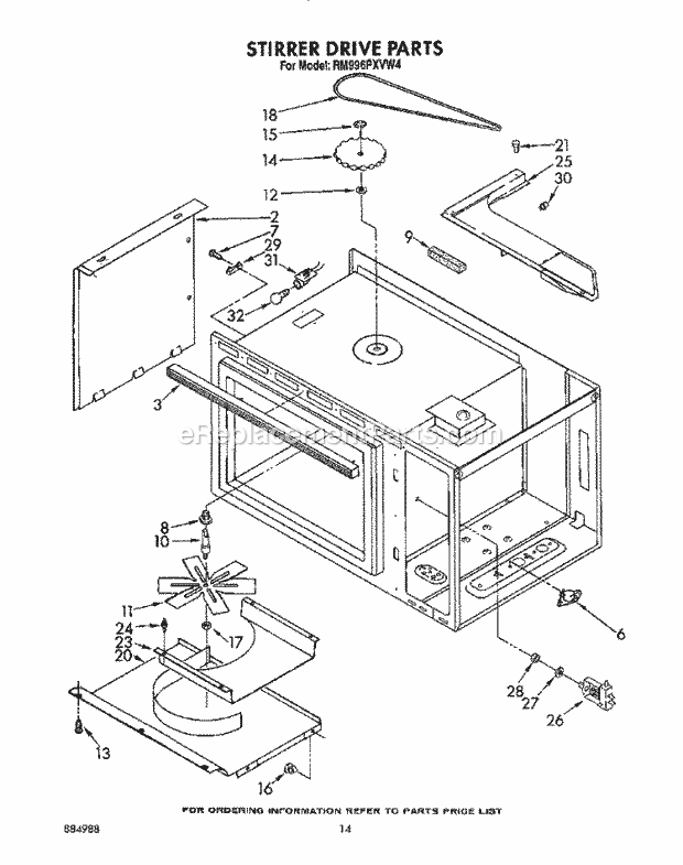 Whirlpool RM996PXVW4 Oven/Microwave Combo Stirrer Drive Diagram