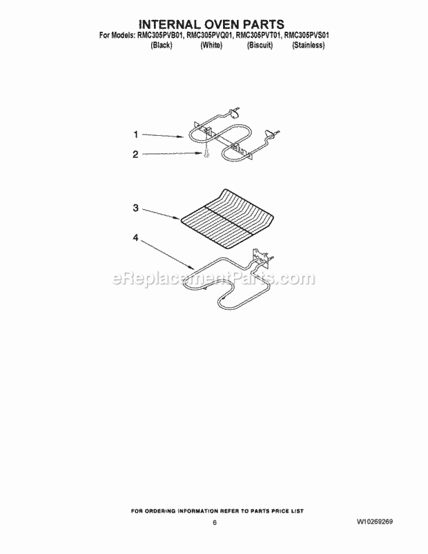 Whirlpool RMC305PVS01 Wall Oven/Microwave Combo Internal Oven Parts Diagram