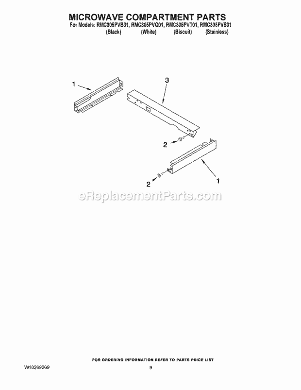 Whirlpool RMC305PVS01 Wall Oven/Microwave Combo Microwave Compartment Parts Diagram