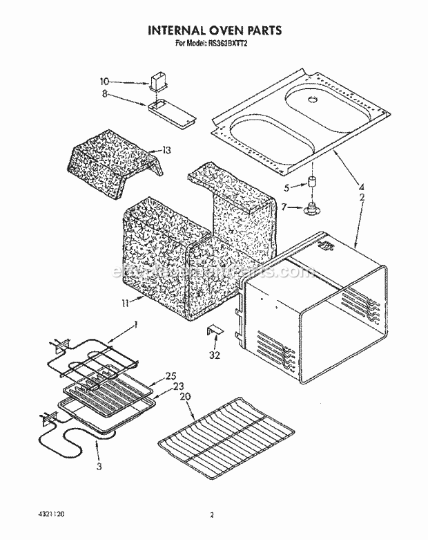 Whirlpool RS363BXTT2 Electric Range Internal Oven Diagram