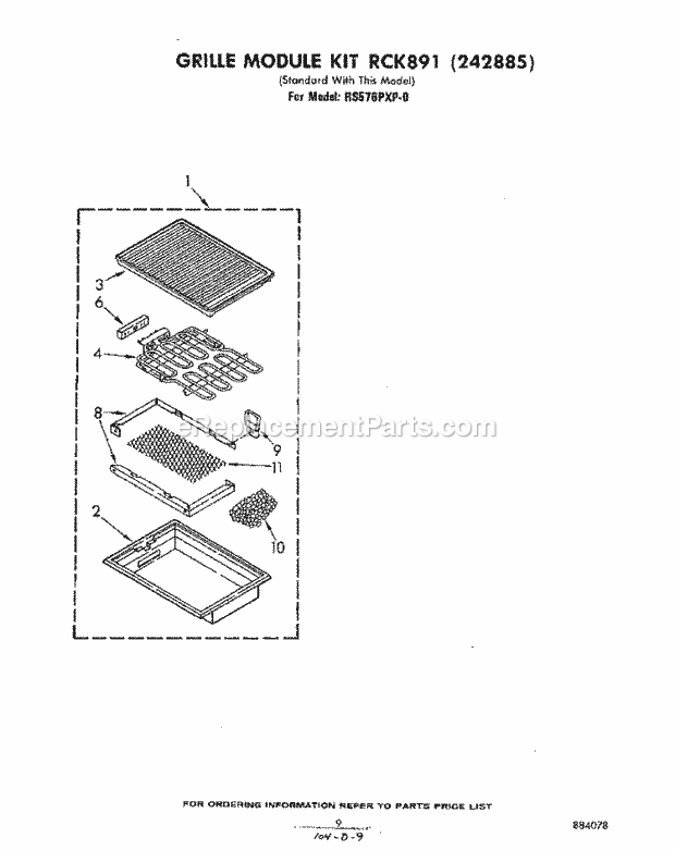 Whirlpool RS576PXP0 Electric Range Grill Module Kit Diagram