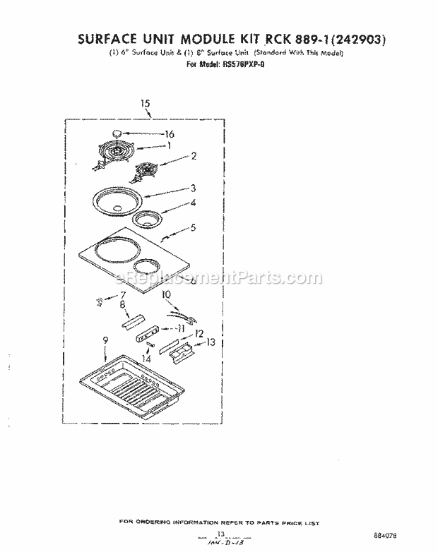 Whirlpool RS576PXP0 Electric Range Surface Unit Module , Literature Diagram