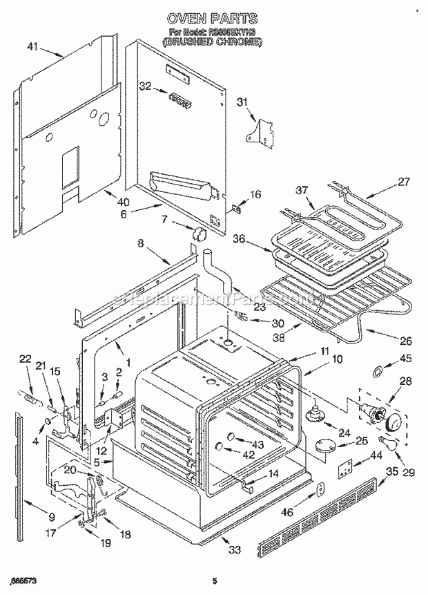 Whirlpool RS600BXYH3 Drop-in Electric Range Oven Diagram