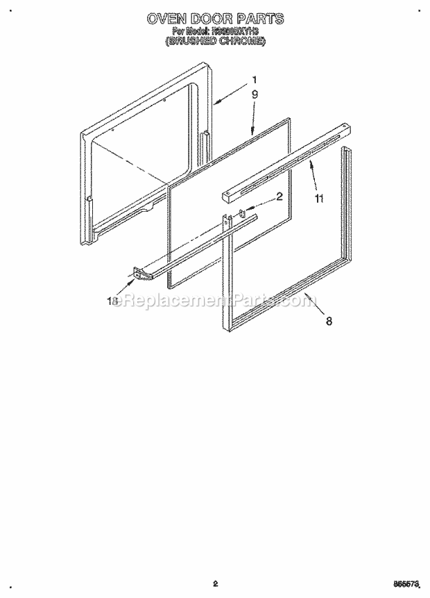 Whirlpool RS600BXYH3 Drop-in Electric Range Oven Door Diagram