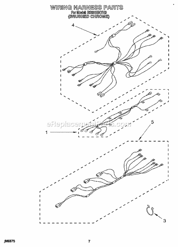 Whirlpool RS600BXYH3 Drop-in Electric Range Wiring Harness Diagram