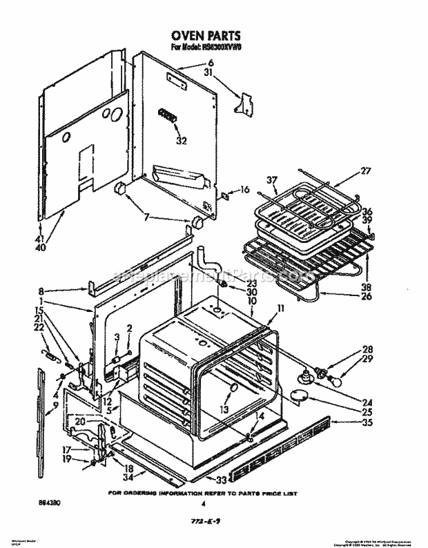 Whirlpool RS6100XVN0 Range Oven Diagram