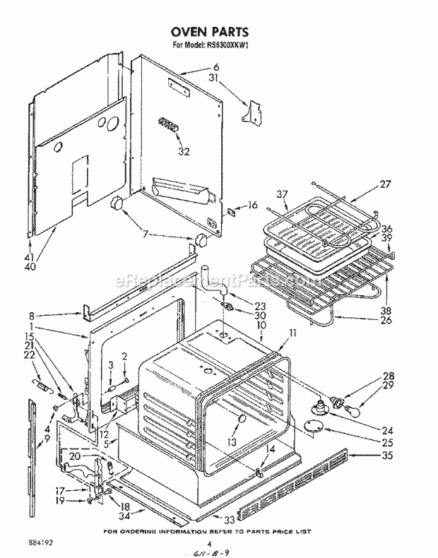 Whirlpool RS6300XKW1 Electric Range Oven Diagram