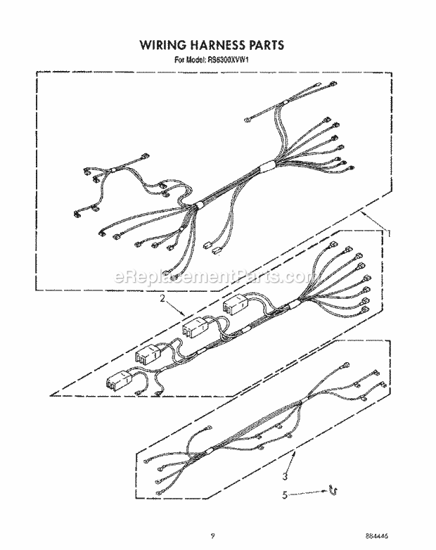 Whirlpool RS6300XVW1 Slide in Electric Range Wiring Harness Diagram