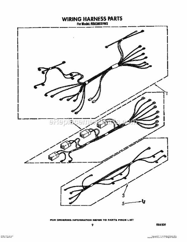 Whirlpool RS6300XVW2 Slide in Electric Range Wiring Harness Diagram