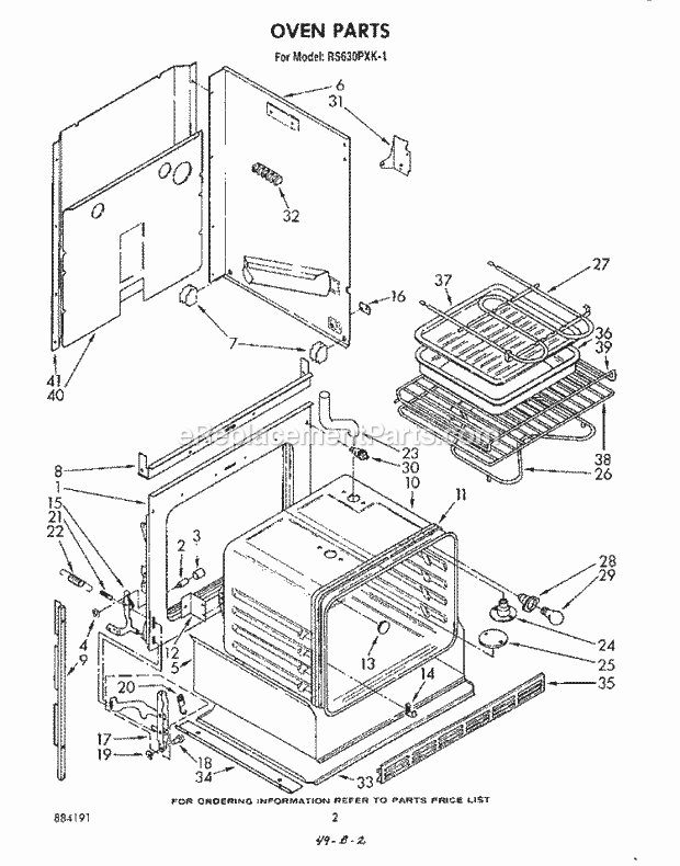 Whirlpool RS630PXK1 Slide in Electric Range Oven Parts Diagram