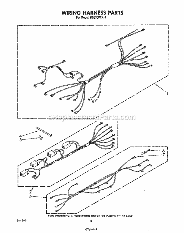 Whirlpool RS630PXK3 Slide in Electric Range Wiring Harness Diagram