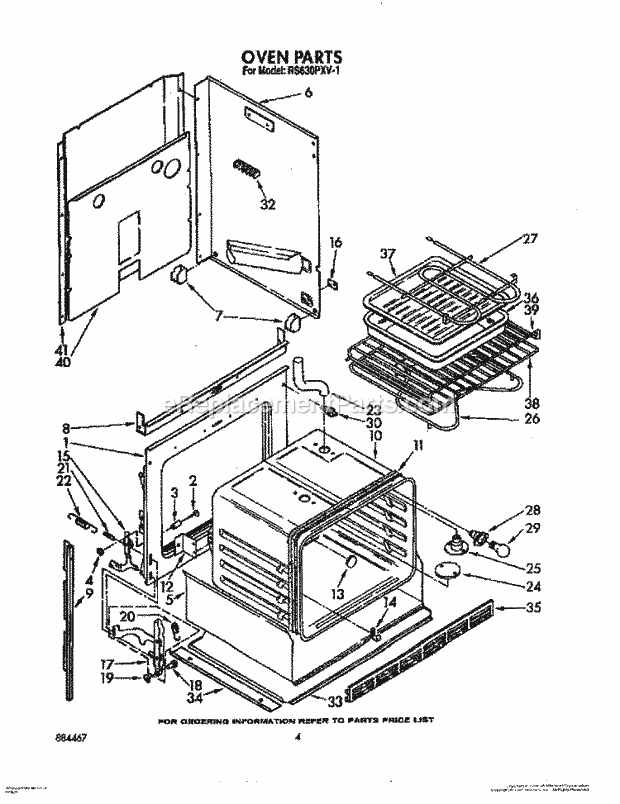 Whirlpool RS630PXV1 Slide in Electric Range Oven Diagram