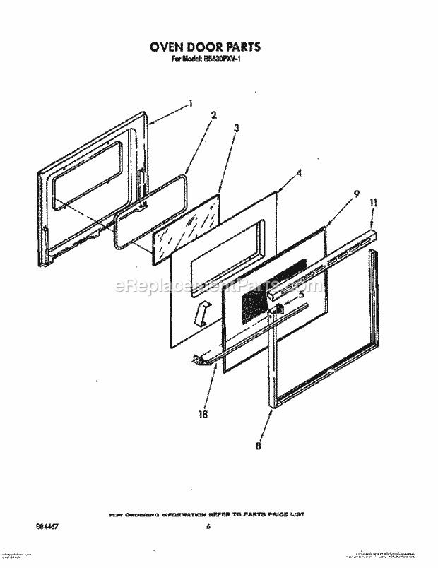 Whirlpool RS630PXV1 Slide in Electric Range Oven Door, Optional Diagram