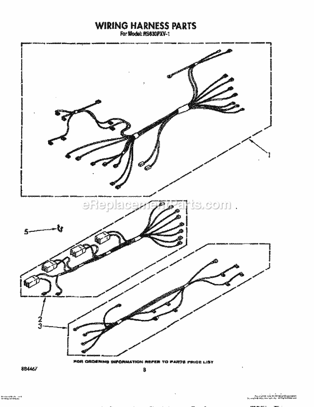 Whirlpool RS630PXV1 Slide in Electric Range Wiring Harness Diagram