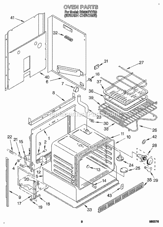 Whirlpool RS630PXYH3 Slide in Electric Range Oven Diagram