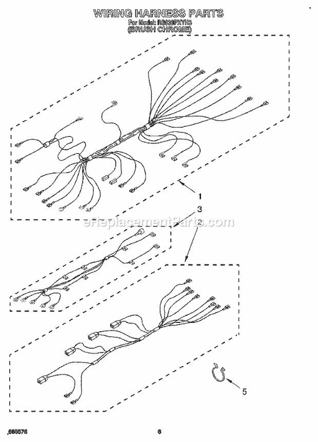 Whirlpool RS630PXYH3 Slide in Electric Range Wiring Harness Diagram