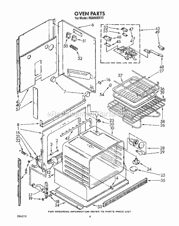 Whirlpool RS660BXV2 Slide in Electric Range Oven Diagram