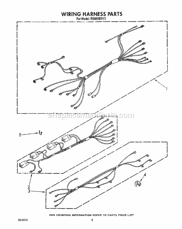 Whirlpool RS660BXV2 Slide in Electric Range Wiring Harness Diagram