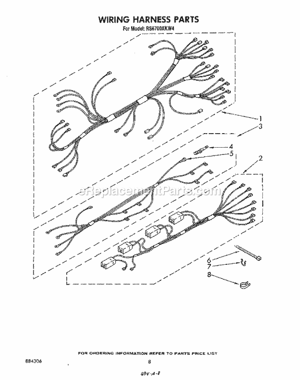 Whirlpool RS6700XKW4 Electric Range Wiring Harness Diagram