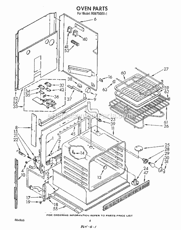 Whirlpool RS6750XVW1 Electric Range Oven Diagram