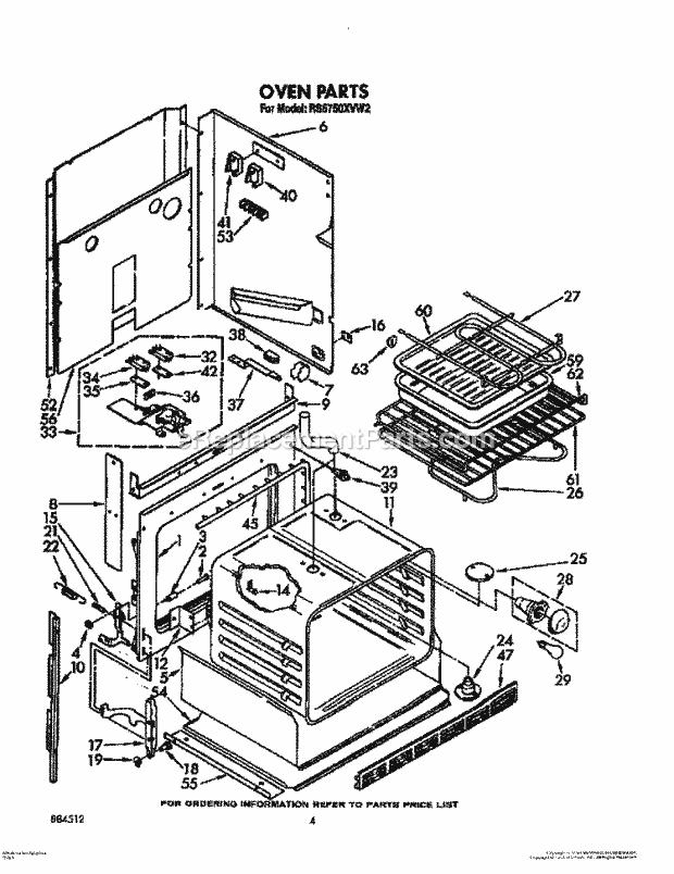 Whirlpool RS6750XVW2 Electric Range Oven, Lit/Optional Diagram