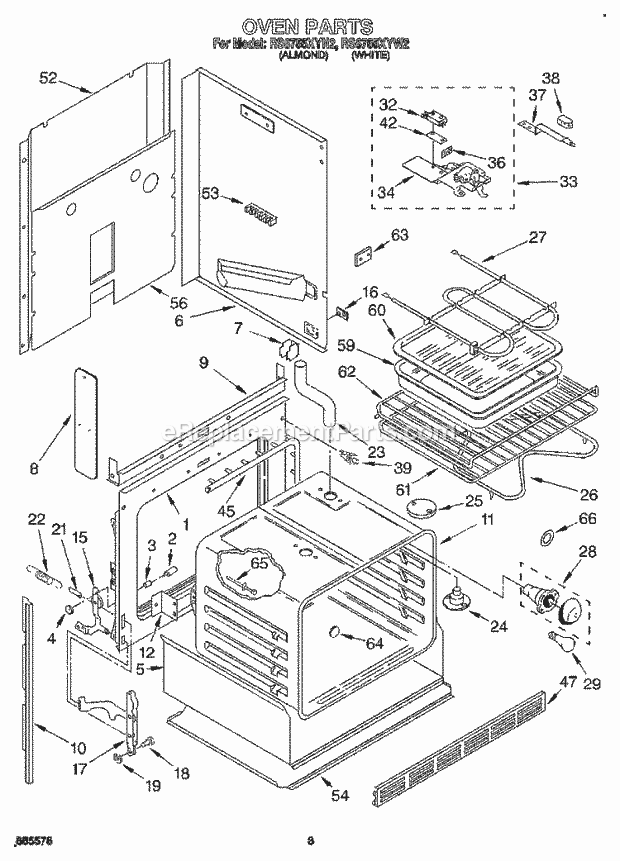 Whirlpool RS6755XYN2 Range Oven Diagram