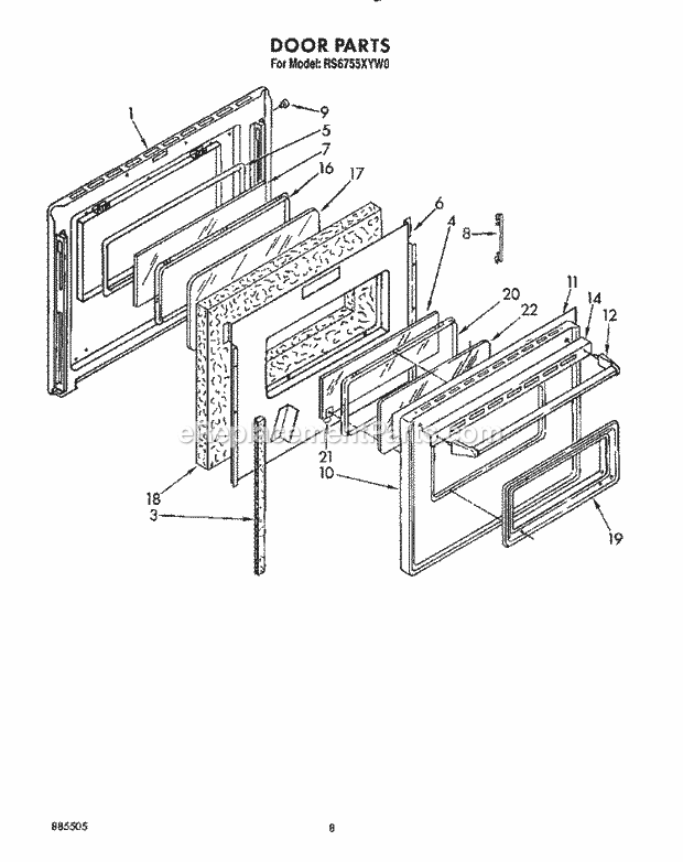 Whirlpool RS6755XYW0 Electric Range Door, Lit/Optional Diagram