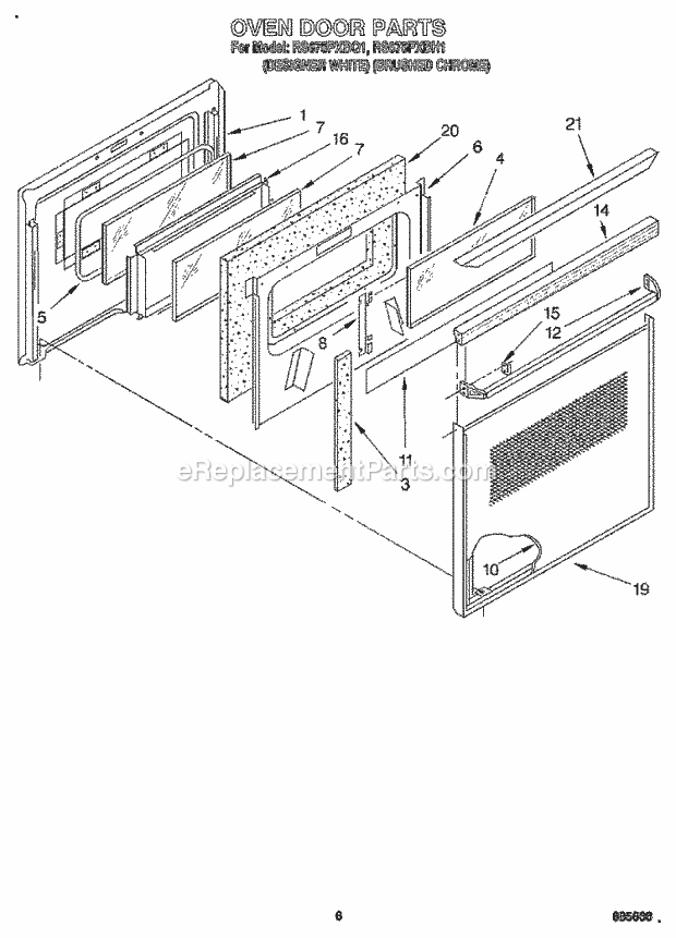 Whirlpool RS675PXBH1 Electric Range and Oven Oven Door, Optional Diagram