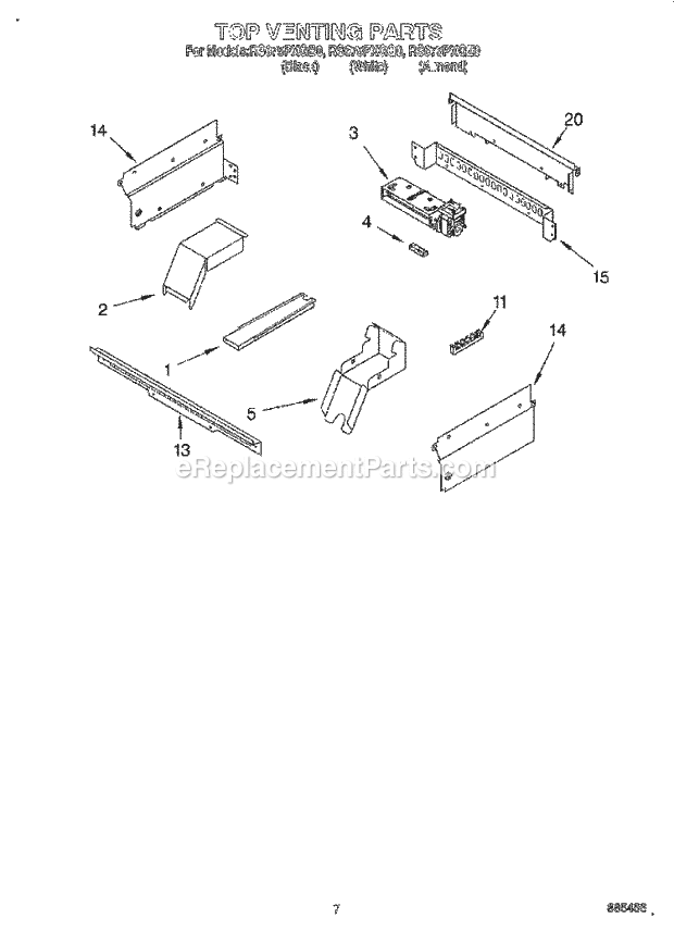 Whirlpool RS675PXGB0 Drop-in Electric Range Top Venting, Optional Diagram