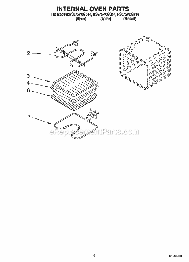 Whirlpool RS675PXGB14 Drop-in Electric Range Internal Oven Parts Diagram